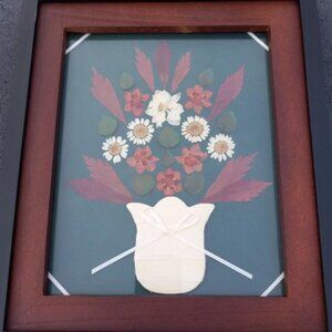 Pressed Dried Flowers Art Framed Pressed Flowers Real Plant Wall Hanging Decor